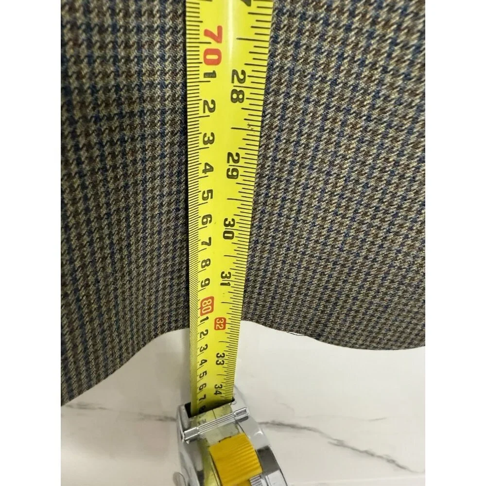 Oscar de la Renta Wool Sill Glen Houndstooth 48R Sport Coat Brown Gray Classic​​